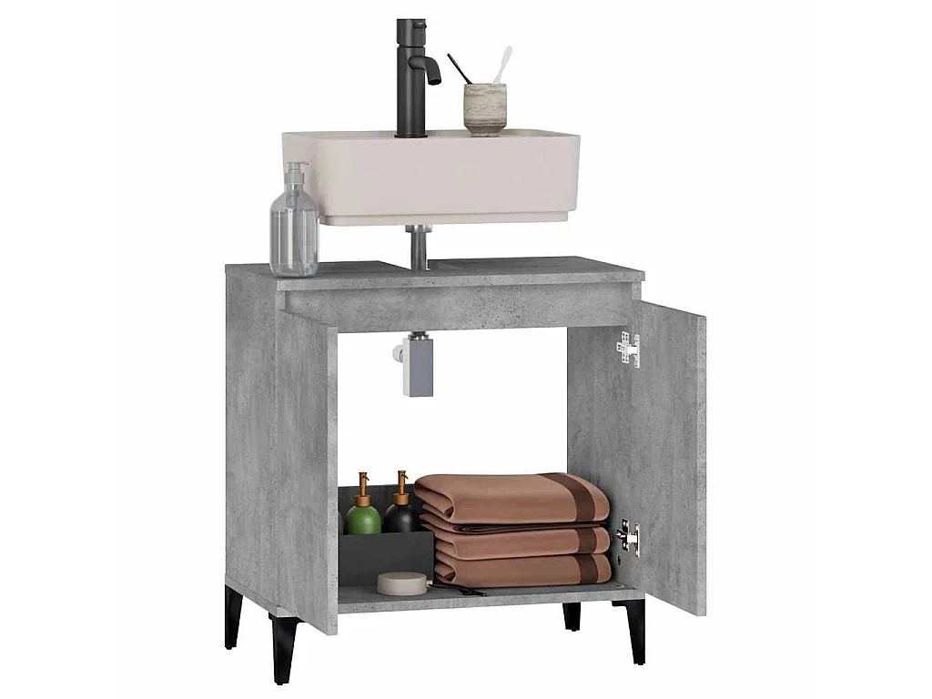 Armario de lavabo madera contrachapada gris hormigón 58x33x60cm