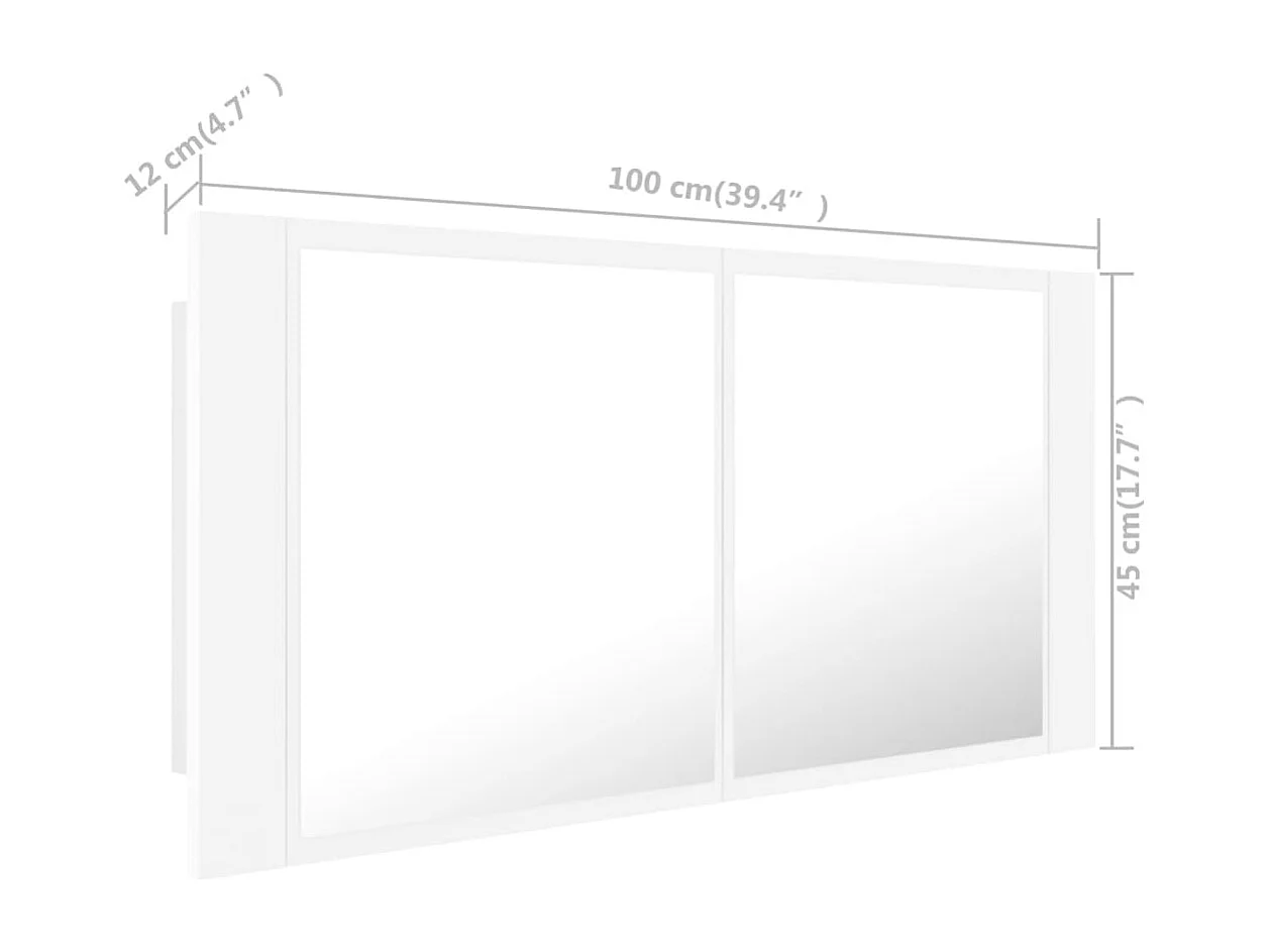 Specchio da Bagno con LED Bianco 100x12x45 cm in Acrilico