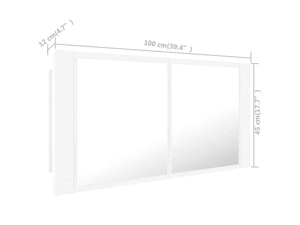 Specchio da Bagno con LED Bianco 100x12x45 cm in Acrilico