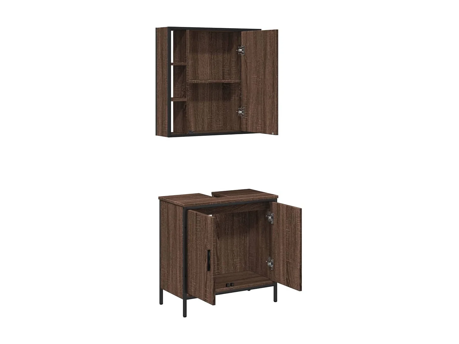 Ensemble de meubles de salle de bain 2 pcs Chêne marron