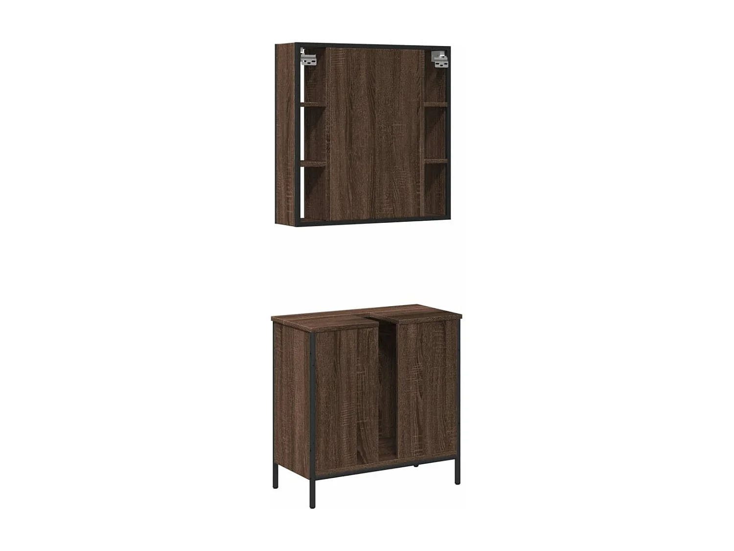 Ensemble de meubles de salle de bain 2 pcs Chêne marron