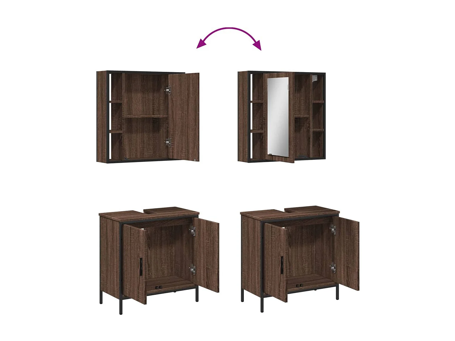 Ensemble de meubles de salle de bain 2 pcs Chêne marron