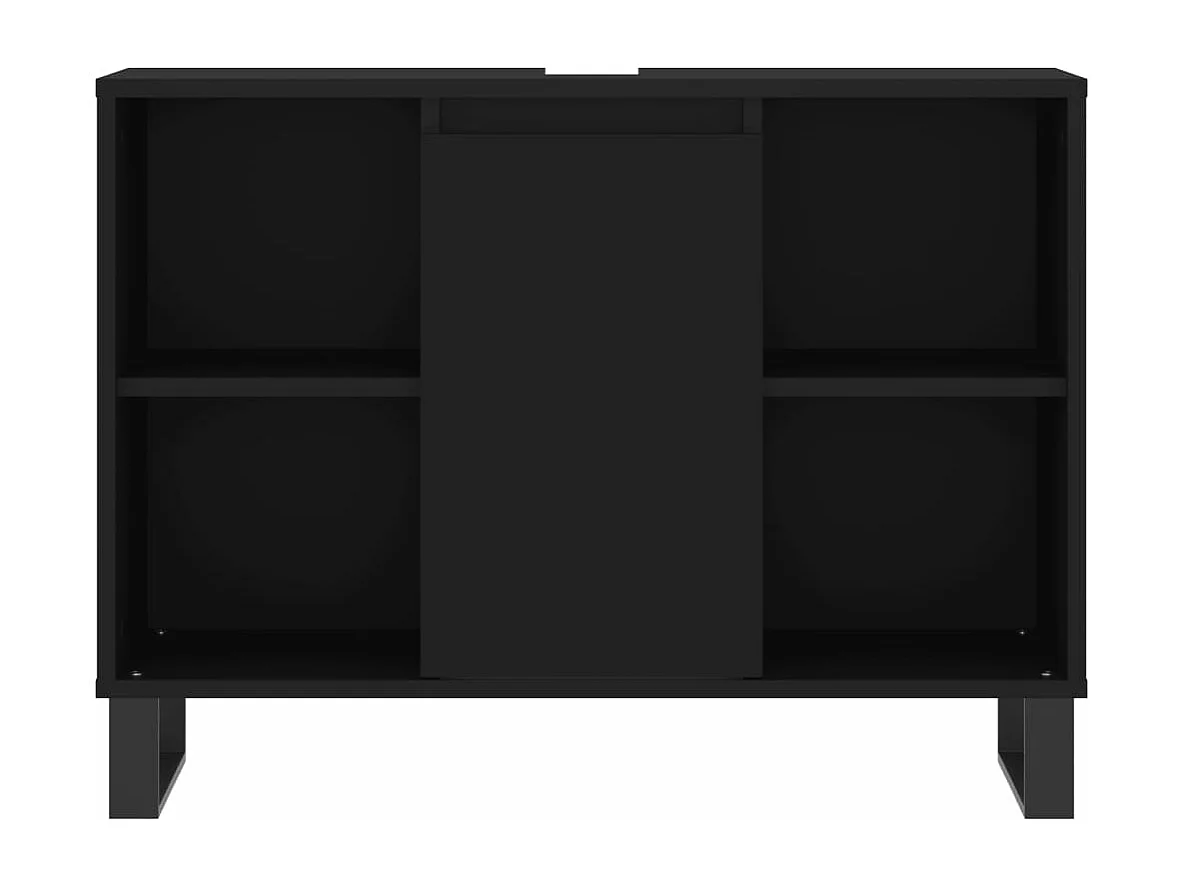 Armoire de salle de bain noir 80x33x60 cm bois d'ingénierie