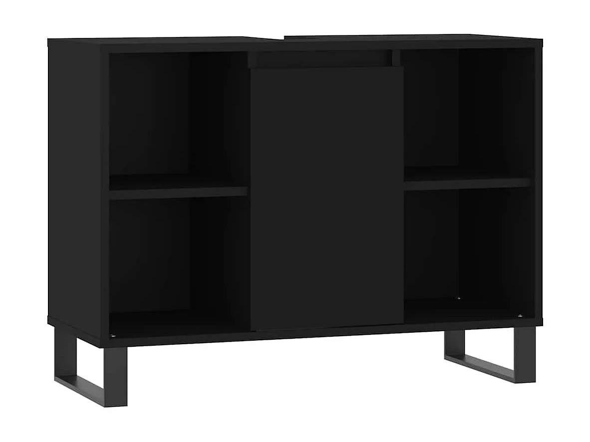 Armoire de salle de bain noir 80x33x60 cm bois d'ingénierie