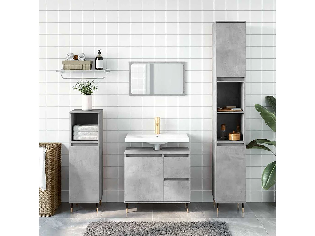 Armoire de salle de bain gris béton 65x33x60 cm