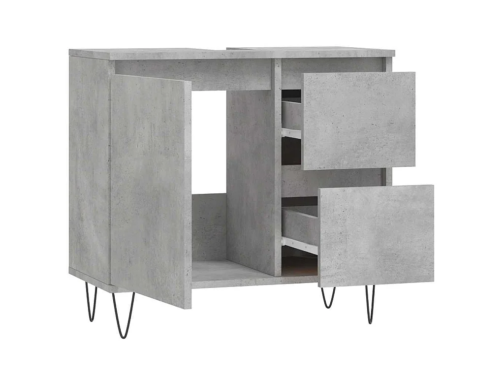 Badkamerkast 65x33x60 cm bewerkt hout betongrijs