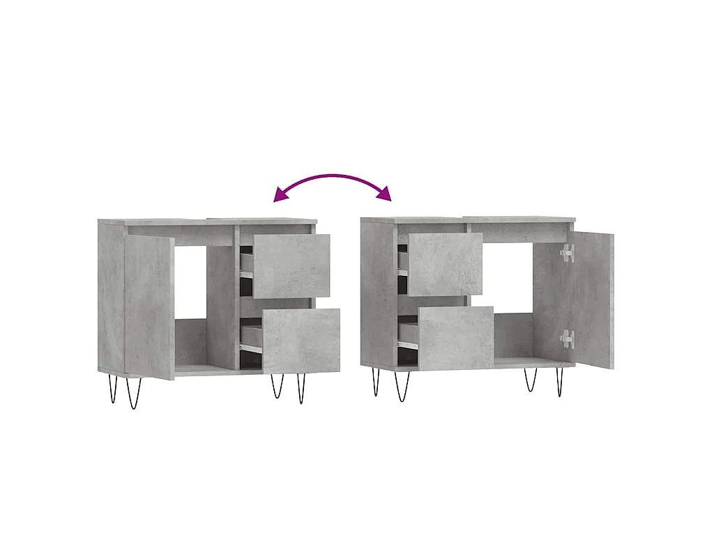 Badkamerkast 65x33x60 cm bewerkt hout betongrijs