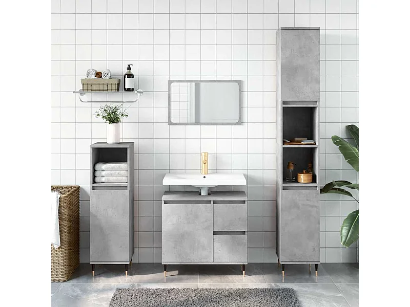 Badschrank Betongrau 65x33x60 cm Holzwerkstoff