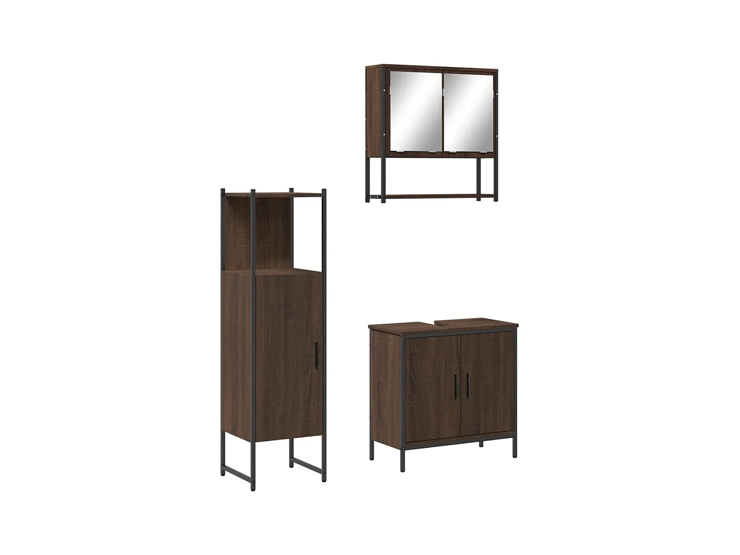 3-tlg. Badmöbel-Set Braun Eichen-Optik Holzwerkstoff