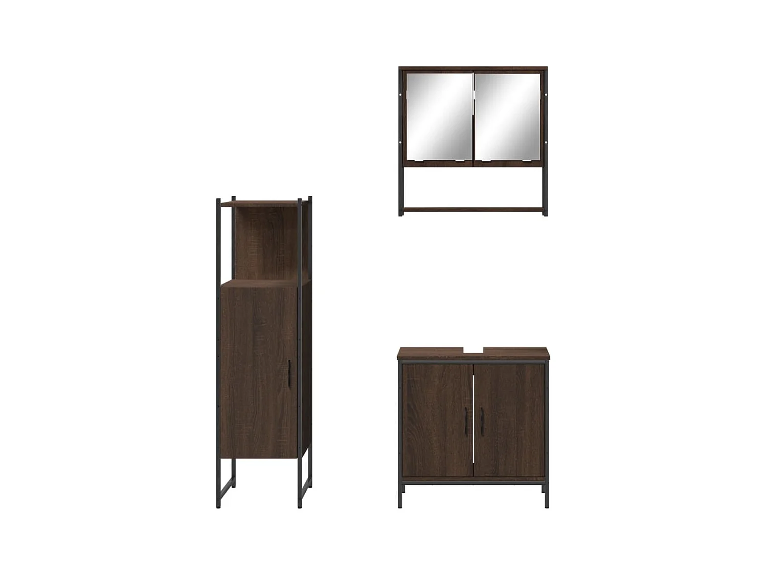 3-tlg. Badmöbel-Set Braun Eichen-Optik Holzwerkstoff