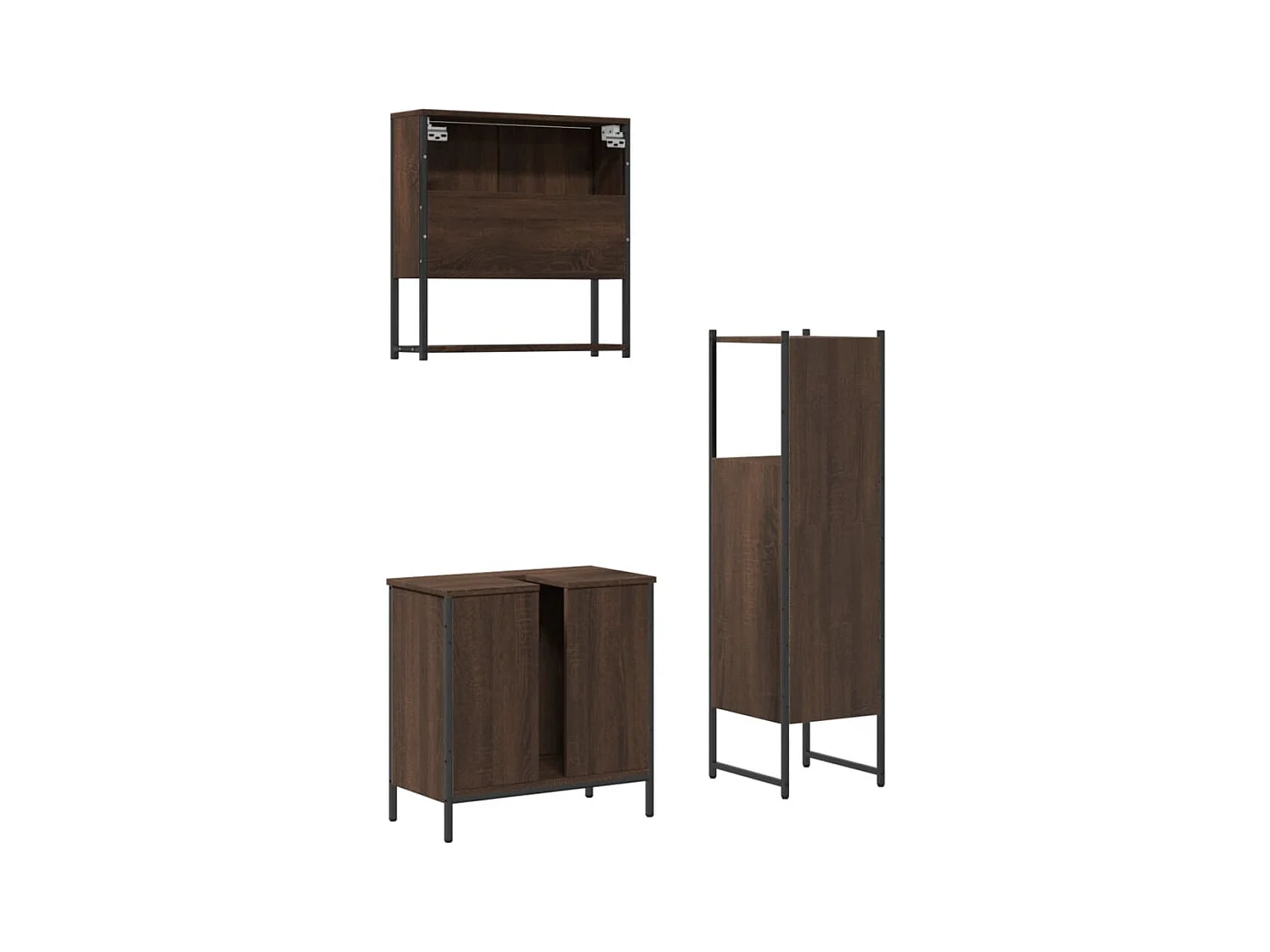 3-tlg. Badmöbel-Set Braun Eichen-Optik Holzwerkstoff