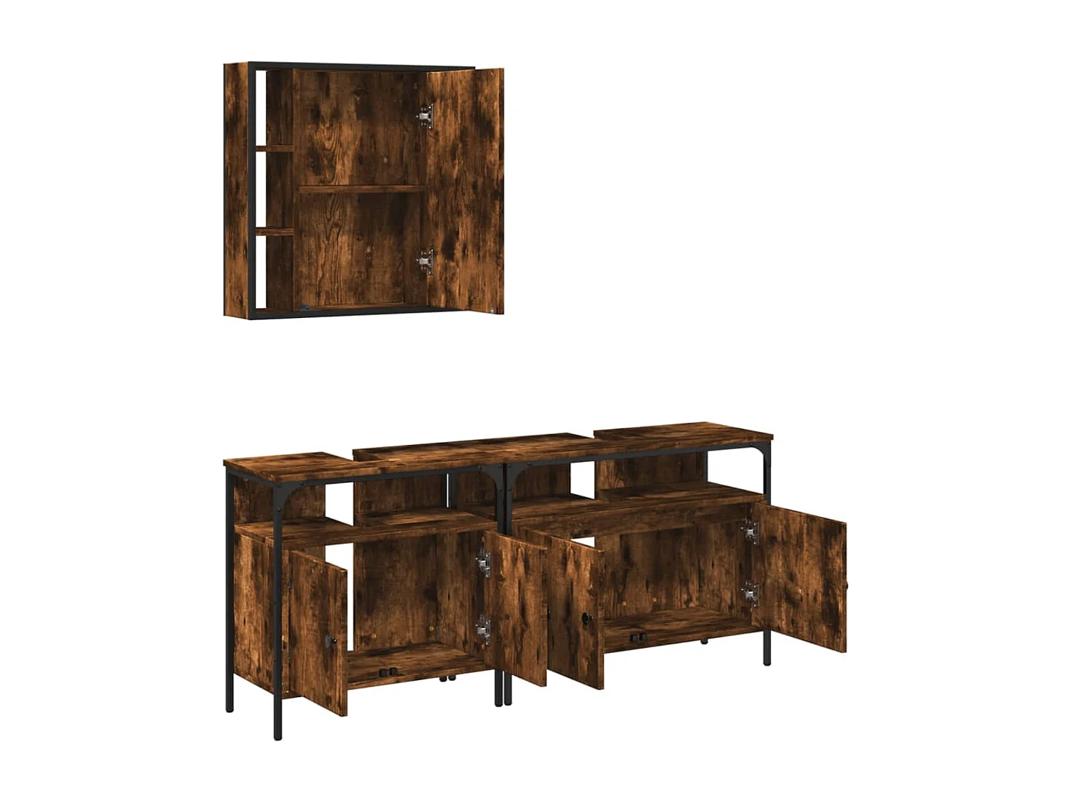 Ensemble d'armoires de salle de bain 3 pcs chêne fumé