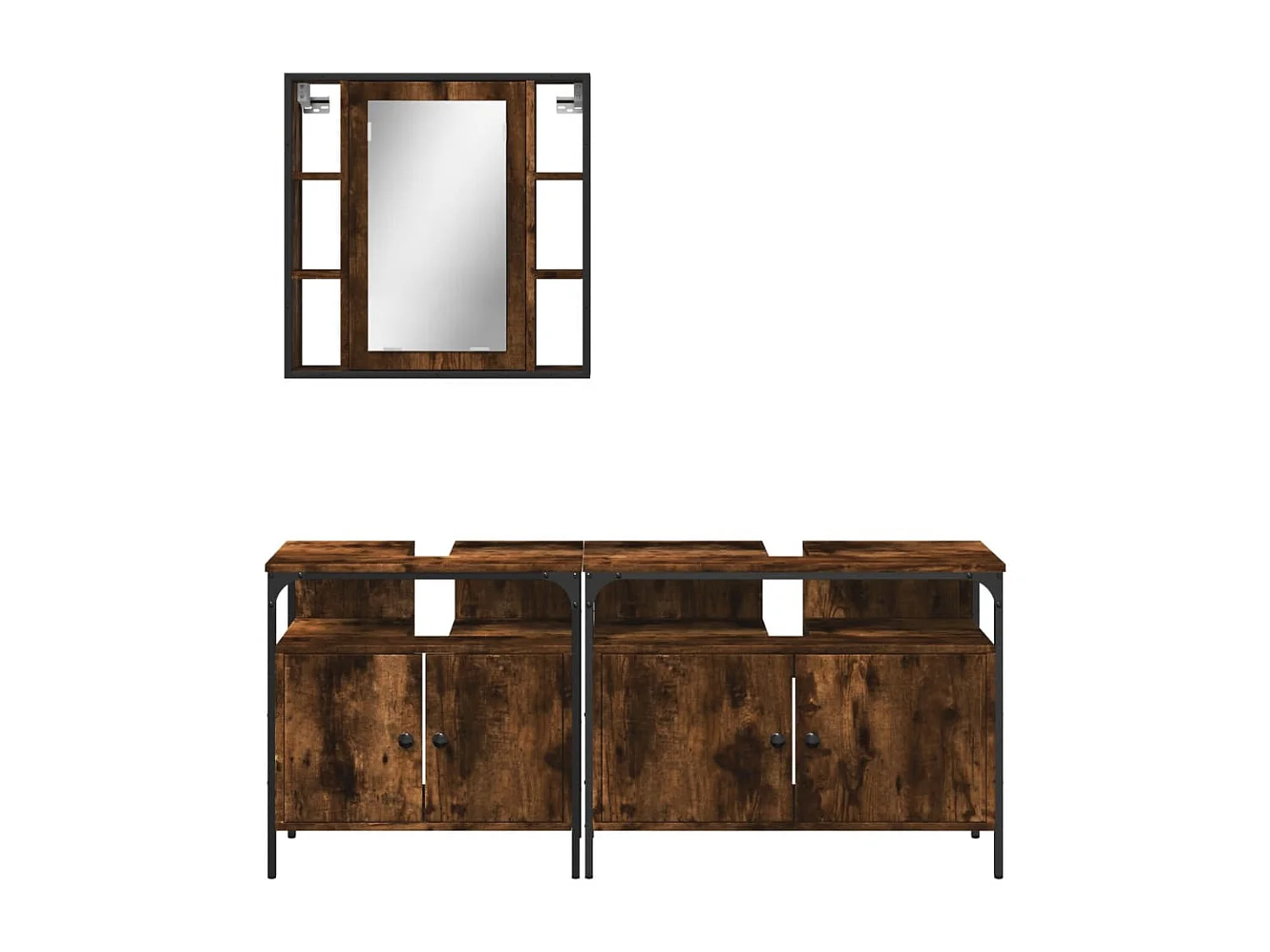 Ensemble d'armoires de salle de bain 3 pcs chêne fumé