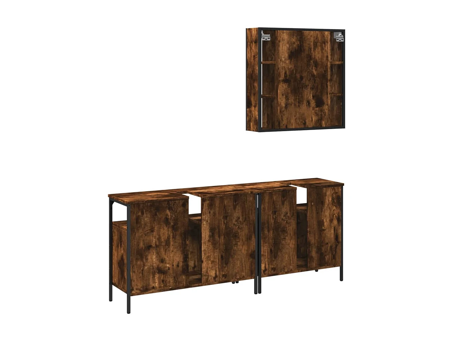 Ensemble d'armoires de salle de bain 3 pcs chêne fumé