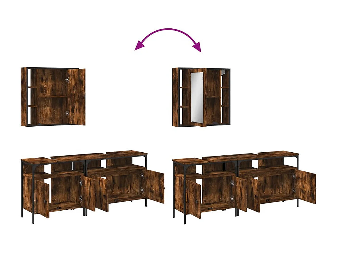 3 pcs conjunto móveis WC derivados de madeira carvalho fumado