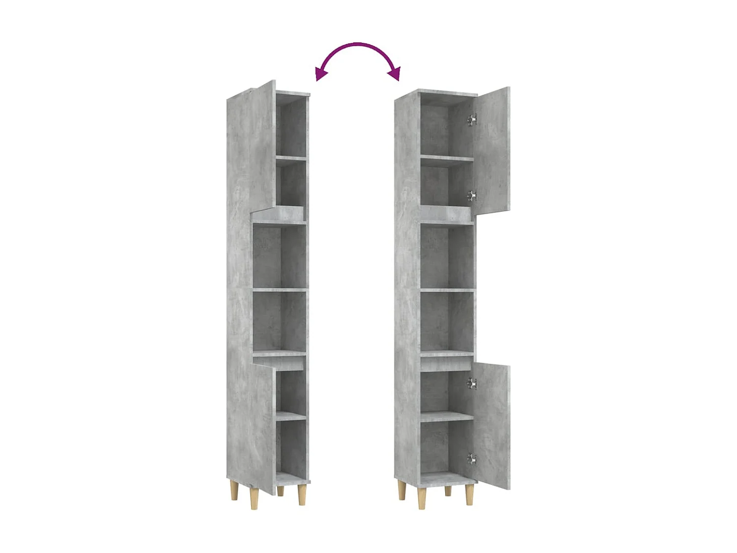 Armoire de salle de bain gris béton 30x30x190 cm