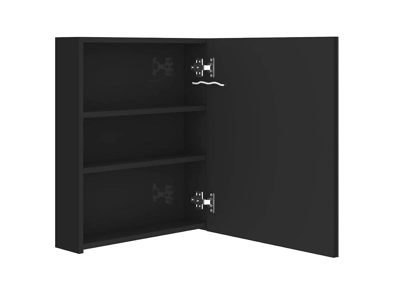 Badkamerkast met spiegel en LED 50x14x60 cm glanzend zwart