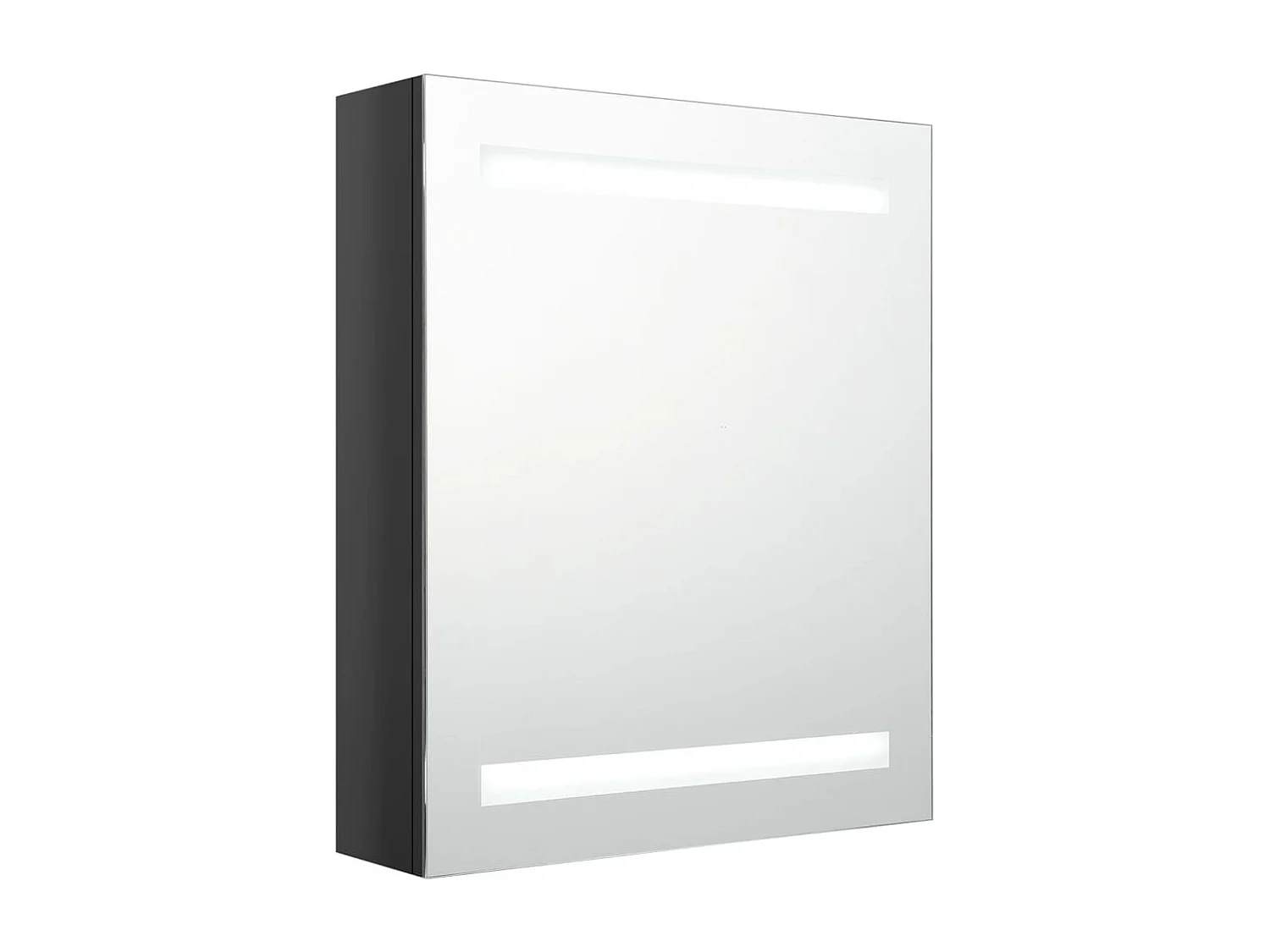 Armoire de salle de bain à miroir LED noir brillant 50x14x60 cm