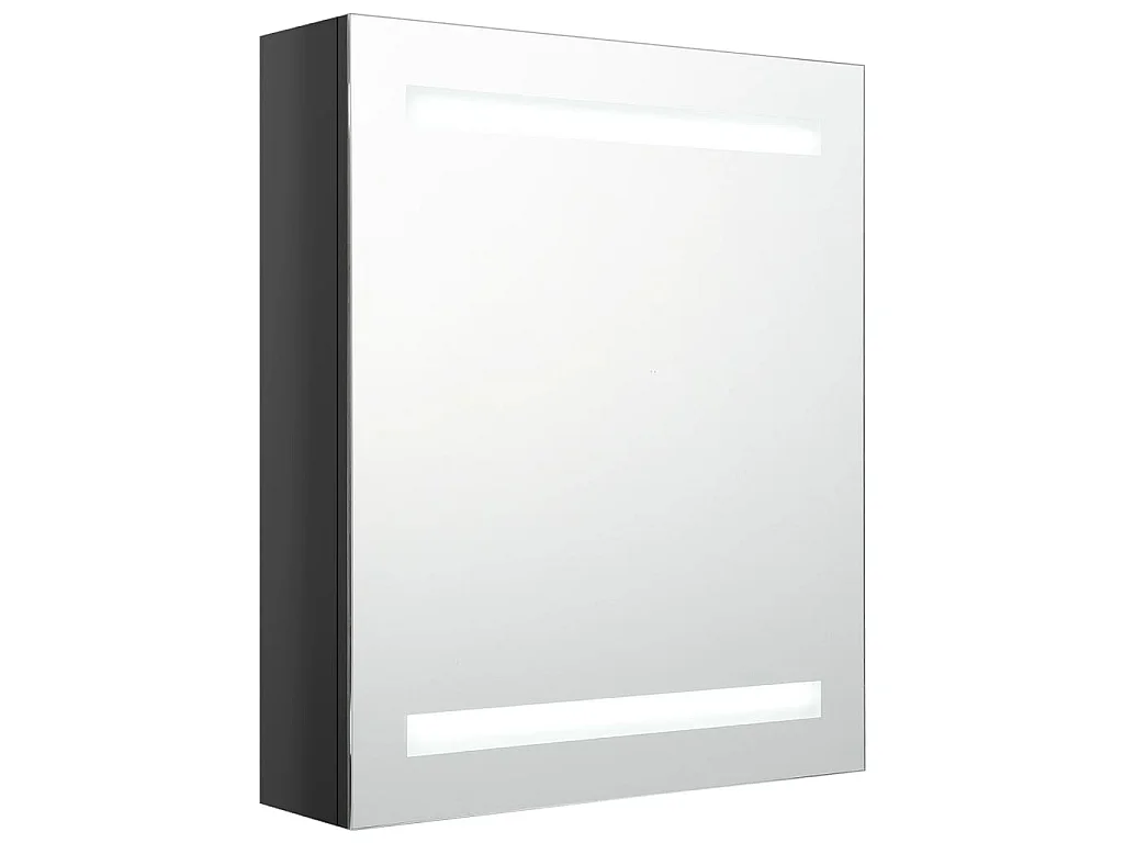 Armario de baño con espejo LED negro brillante 50x14x60 cm