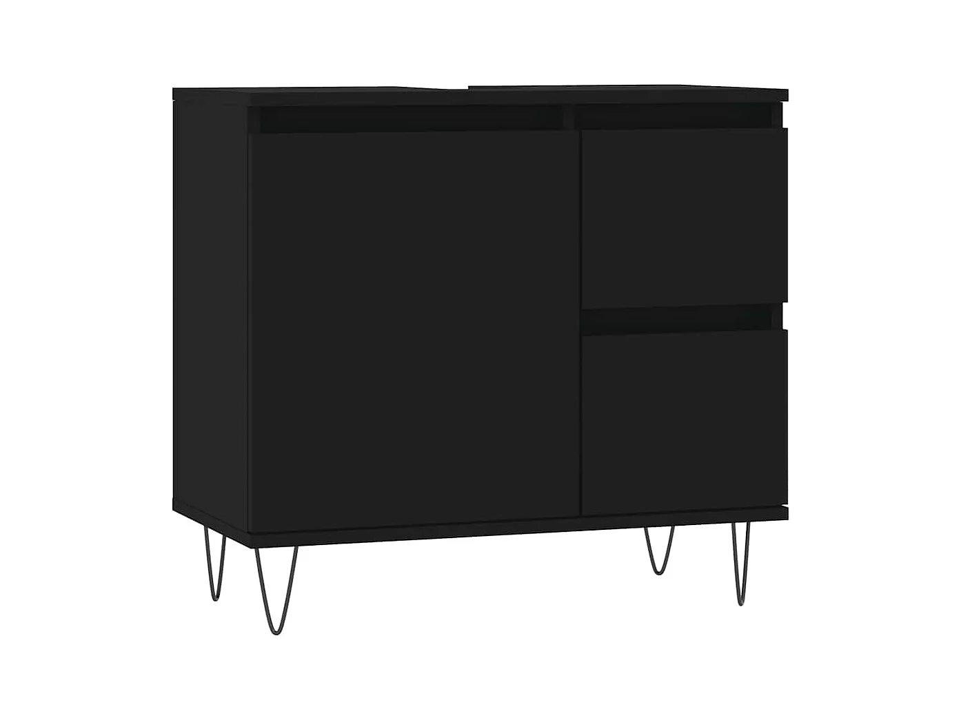 Armoire de salle de bain noir 65x33x60 cm bois d'ingénierie