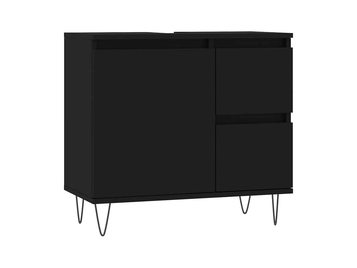 Armario de baño madera contrachapada negro 65x33x60 cm