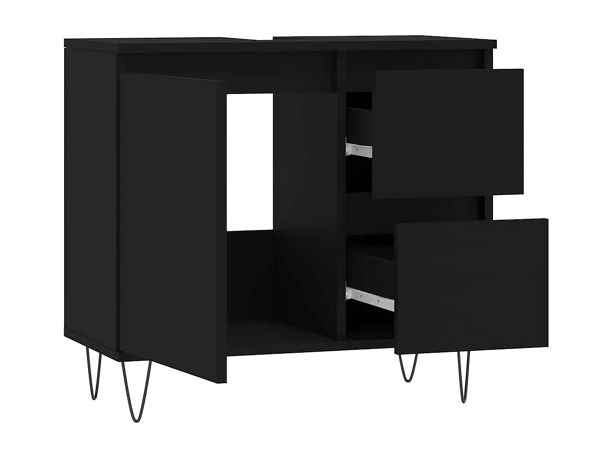 Badschrank Schwarz 65x33x60 cm Holzwerkstoff