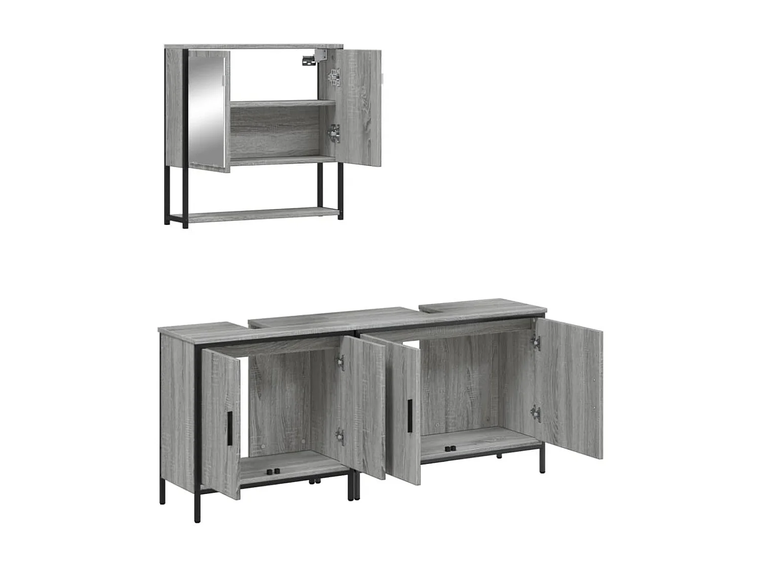 Ensemble de meubles de salle de bain 3 pcs Sonoma gris