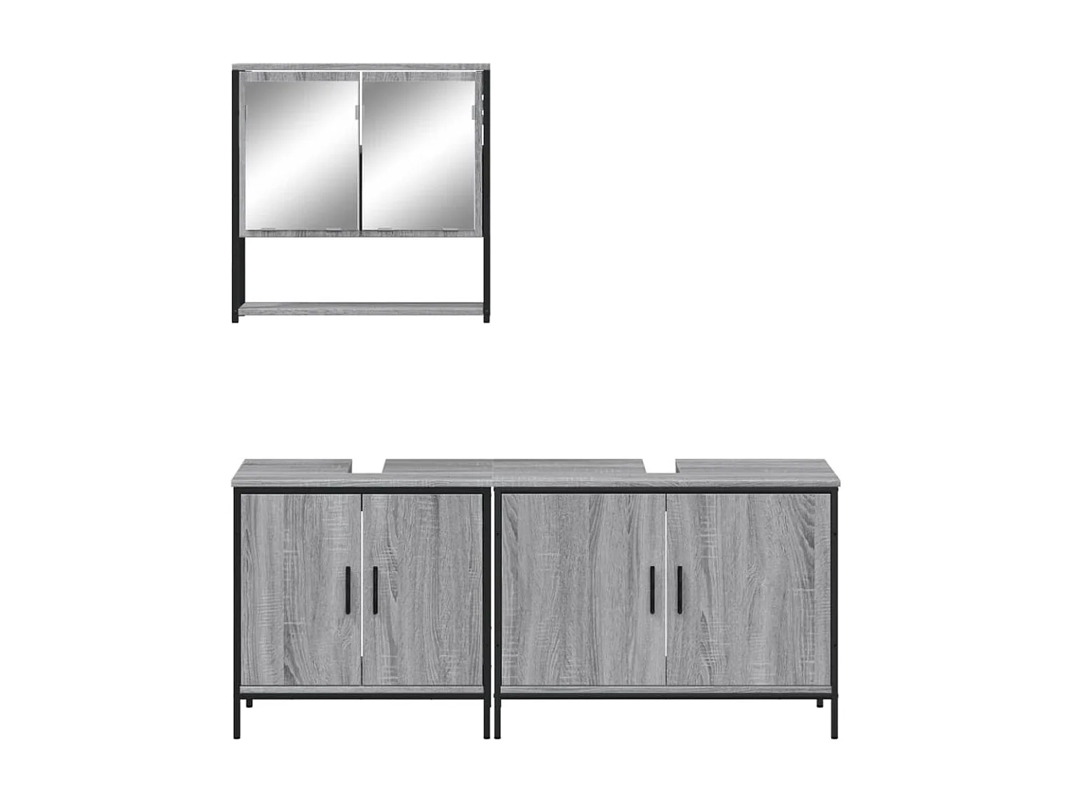 Ensemble de meubles de salle de bain 3 pcs Sonoma gris