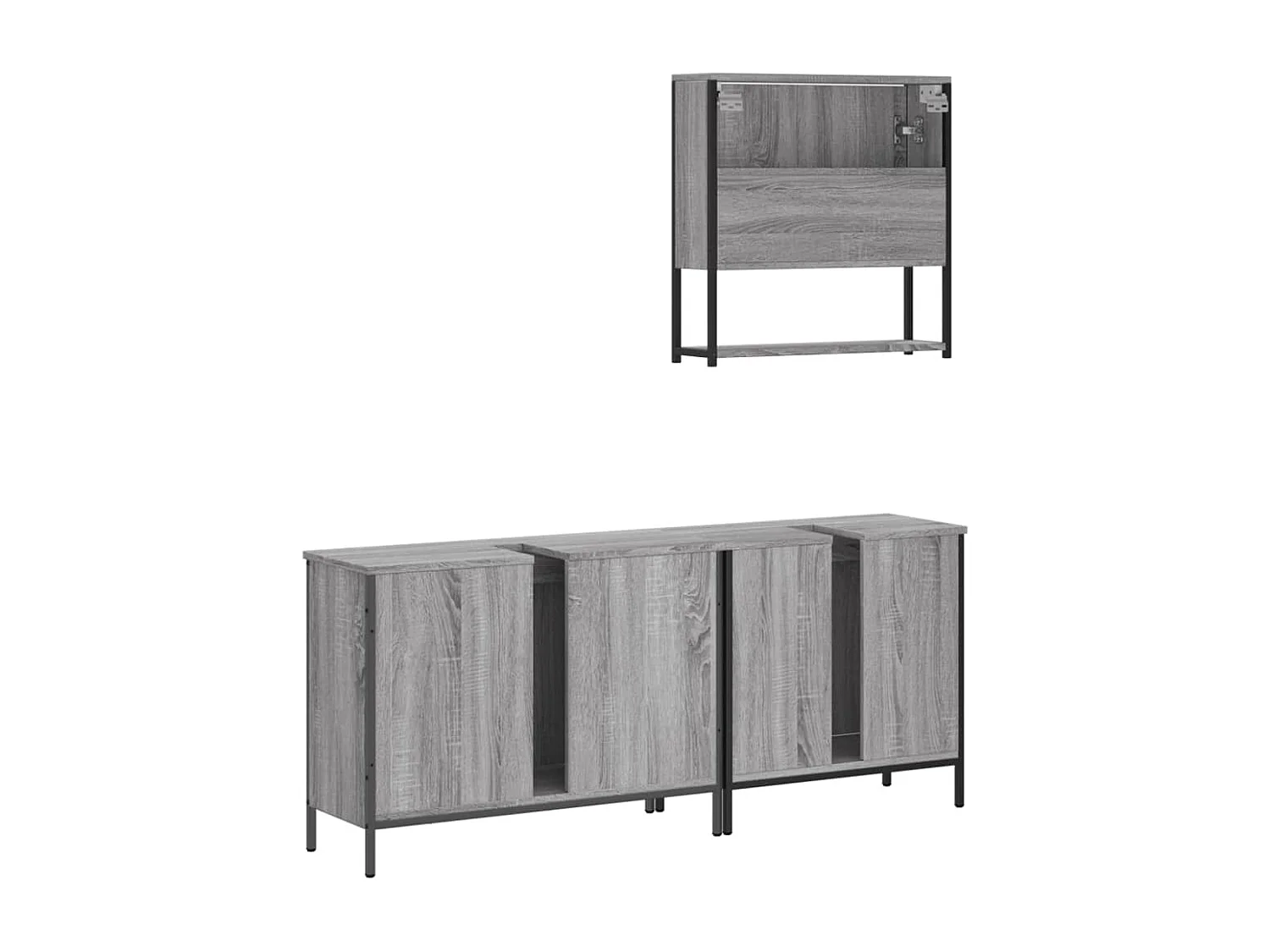 Ensemble de meubles de salle de bain 3 pcs Sonoma gris