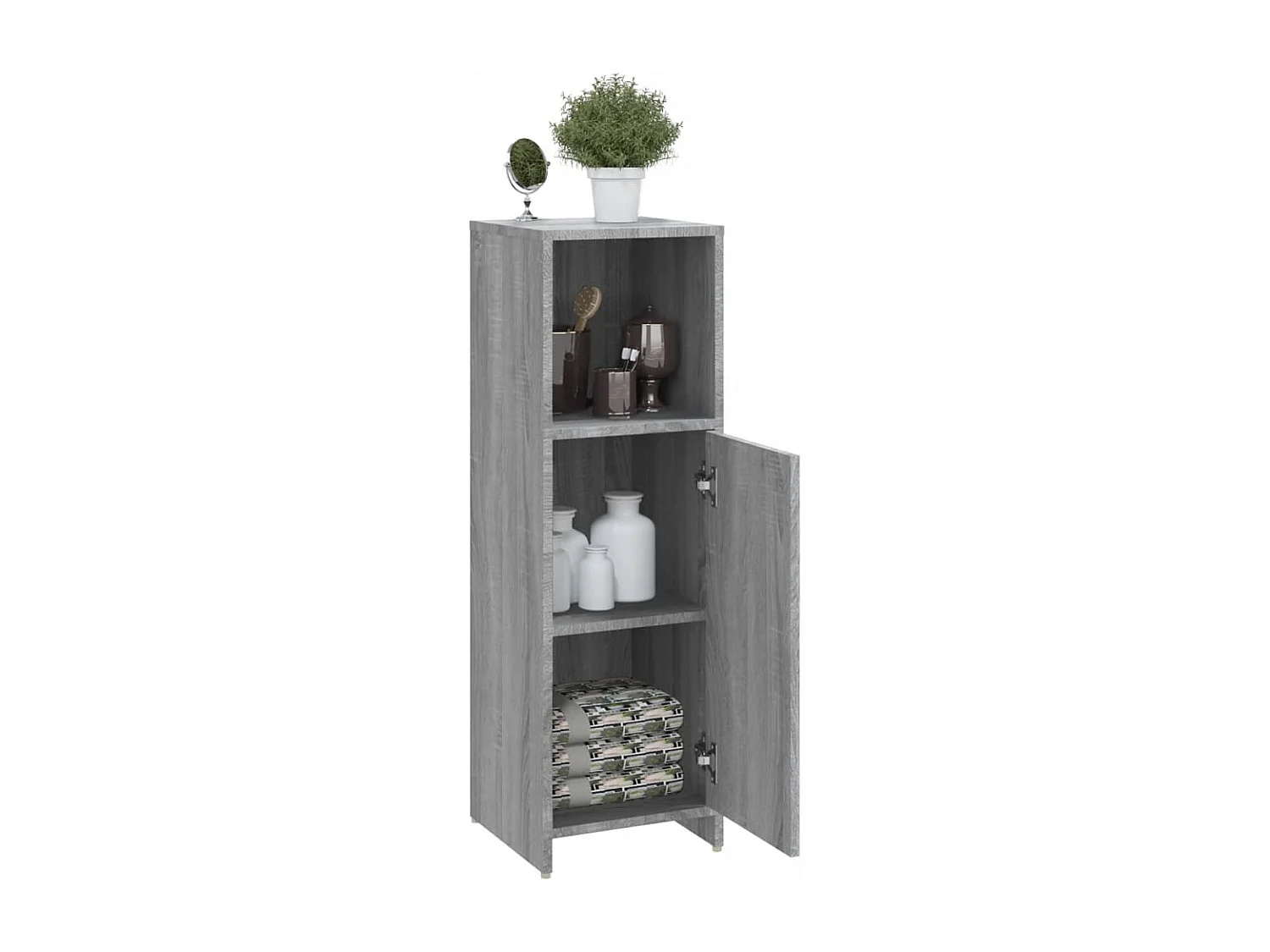 Armadietto Bagno Grigio Sonoma 30x30x95 cm in Legno Multistrato