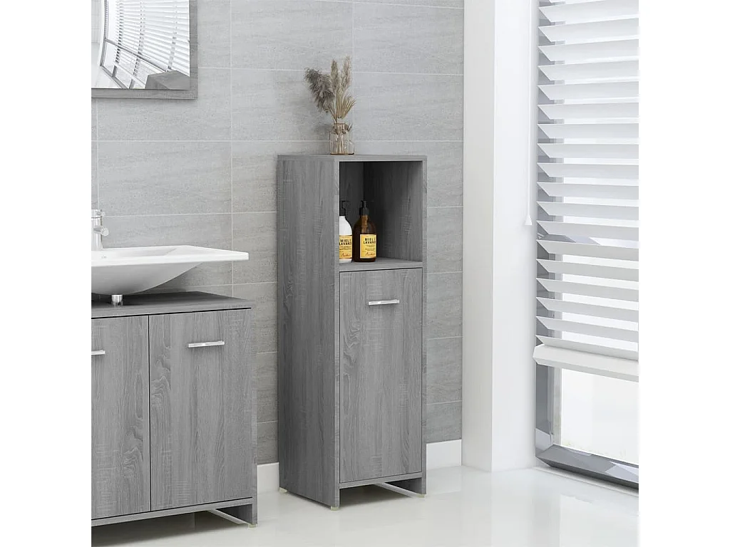 Armadietto Bagno Grigio Sonoma 30x30x95 cm in Legno Multistrato