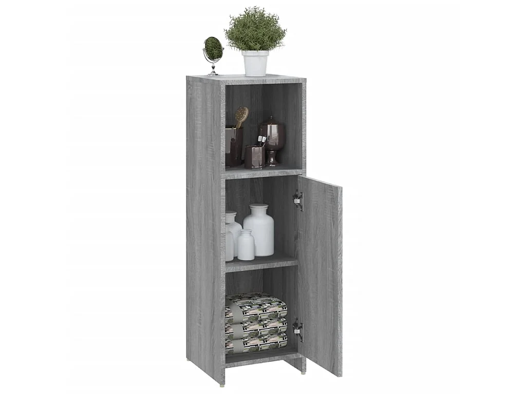 Armadietto Bagno Grigio Sonoma 30x30x95 cm in Legno Multistrato