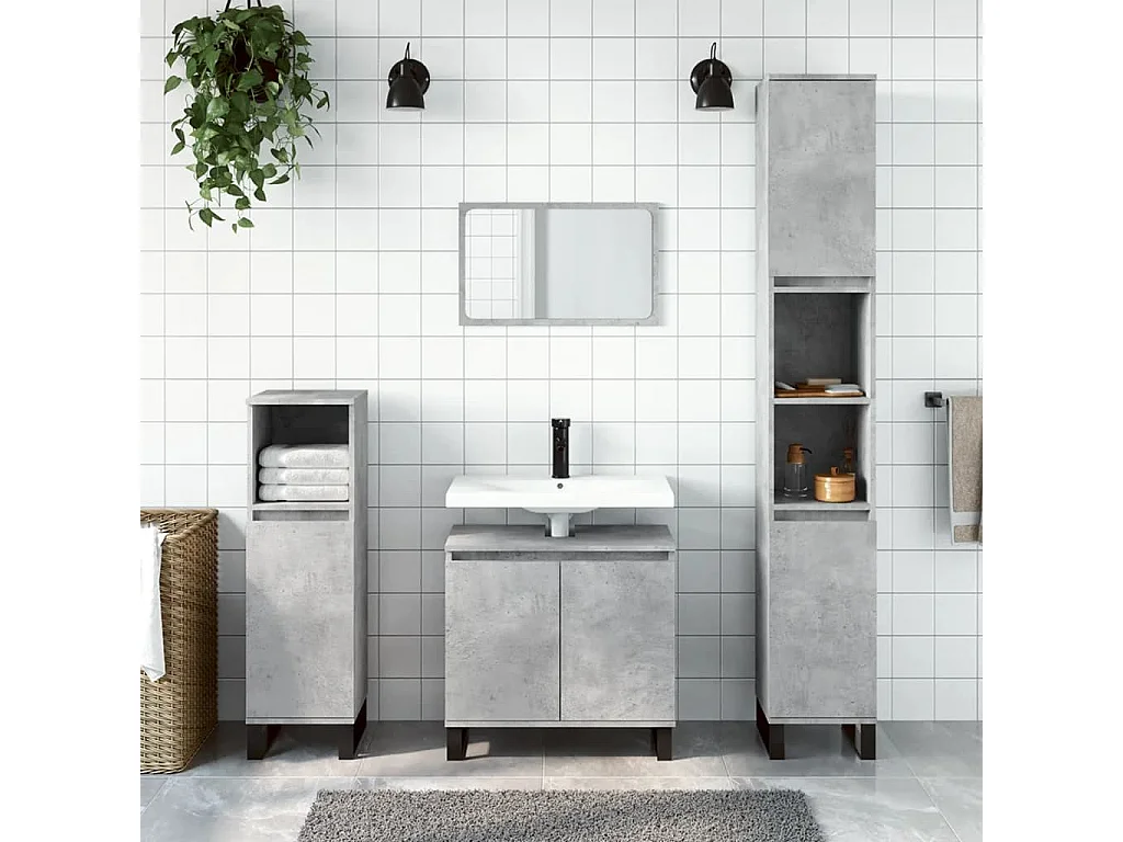 Armoire de bain gris béton 58x33x60 cm bois d'ingénierie