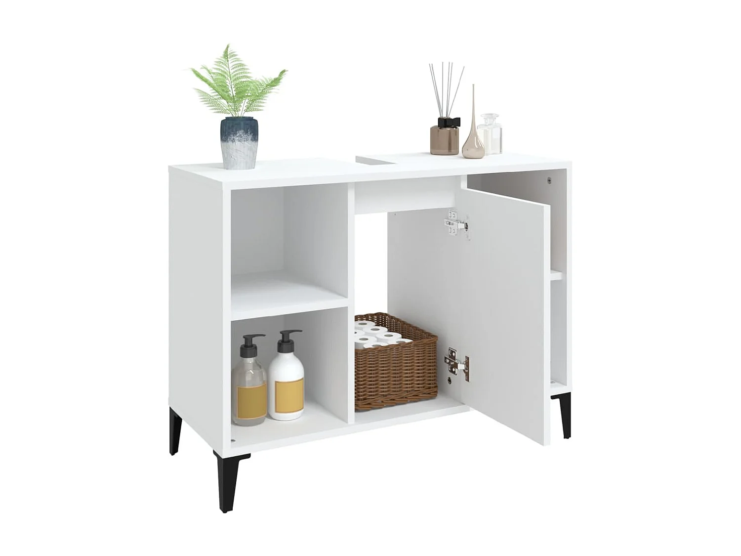 Wastafelkast 80x33x60 cm bewerkt hout wit