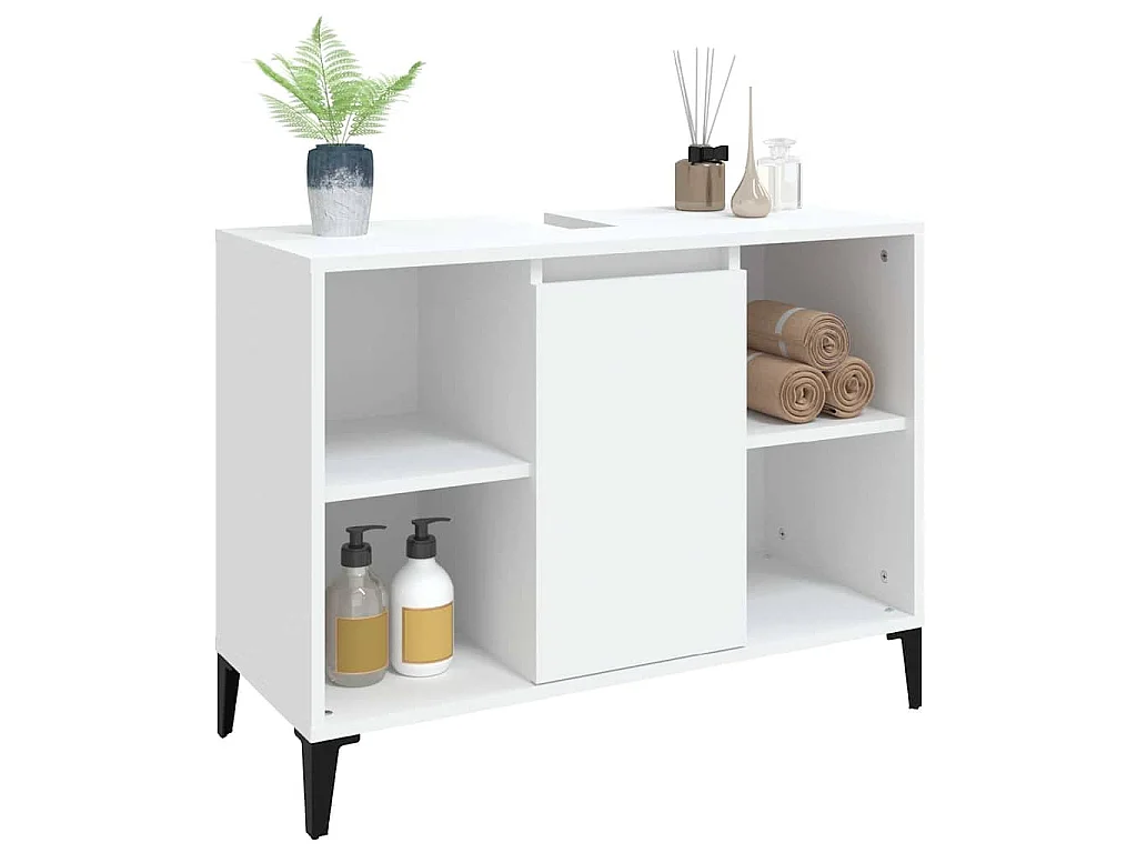 Armário de lavatório 80x33x60 cm derivados de madeira branco