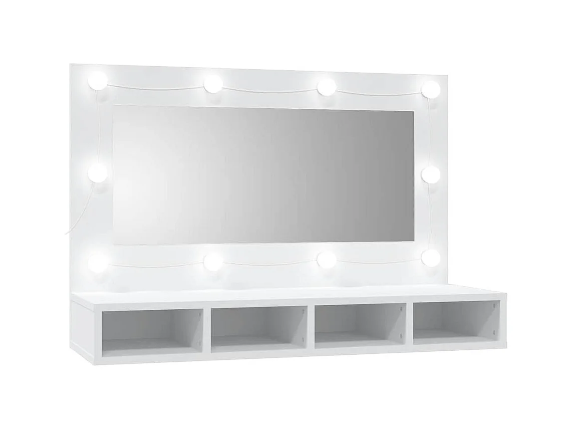 Mueble con espejo y luces LED blanco 90x31,5x62 cm