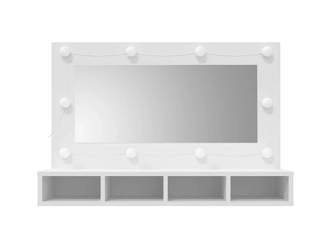 Mueble con espejo y luces LED blanco 90x31,5x62 cm