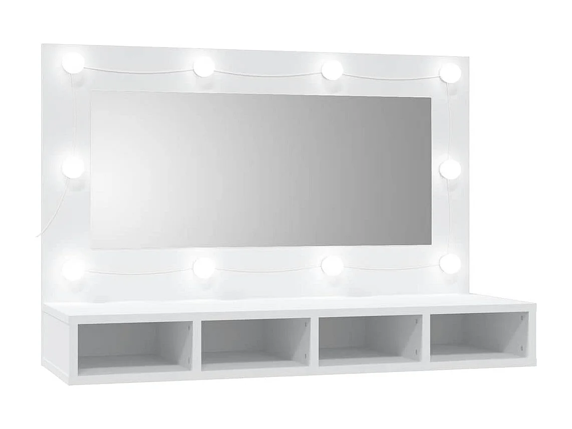 Mueble con espejo y luces LED blanco 90x31,5x62 cm