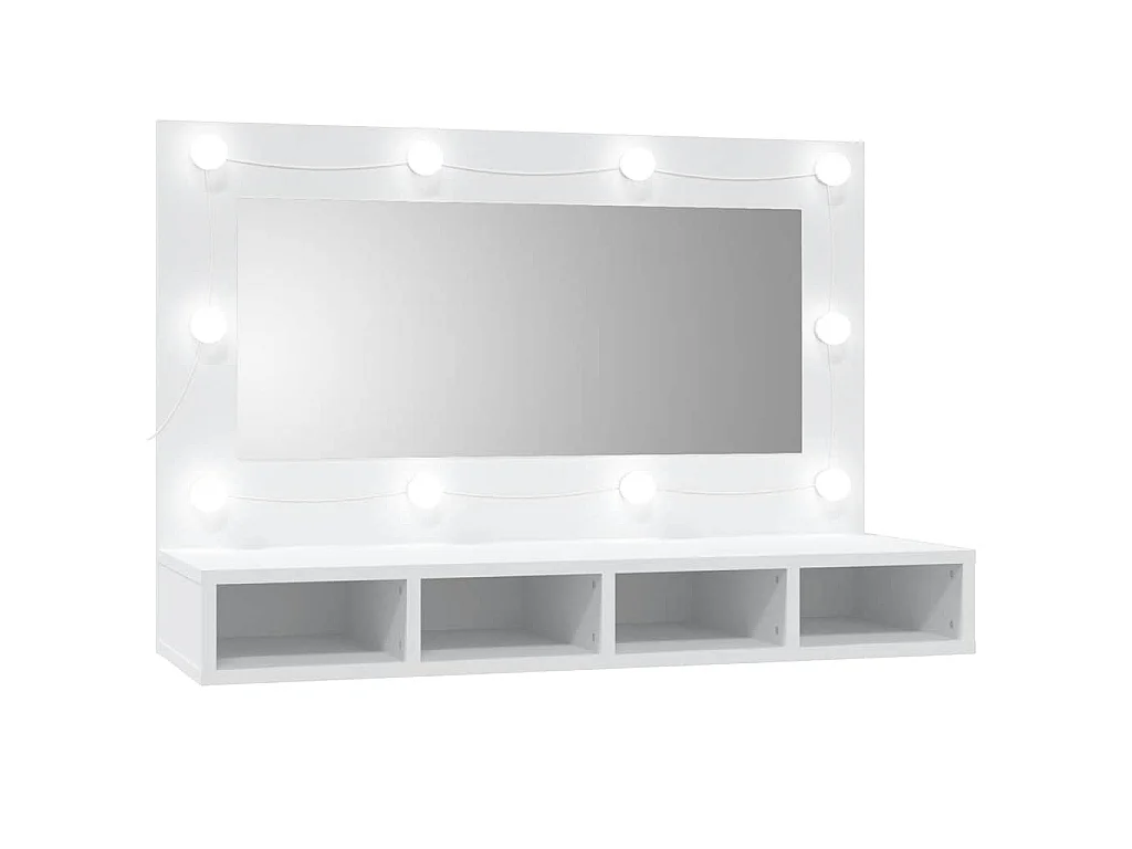 Mueble con espejo y luces LED blanco 90x31,5x62 cm