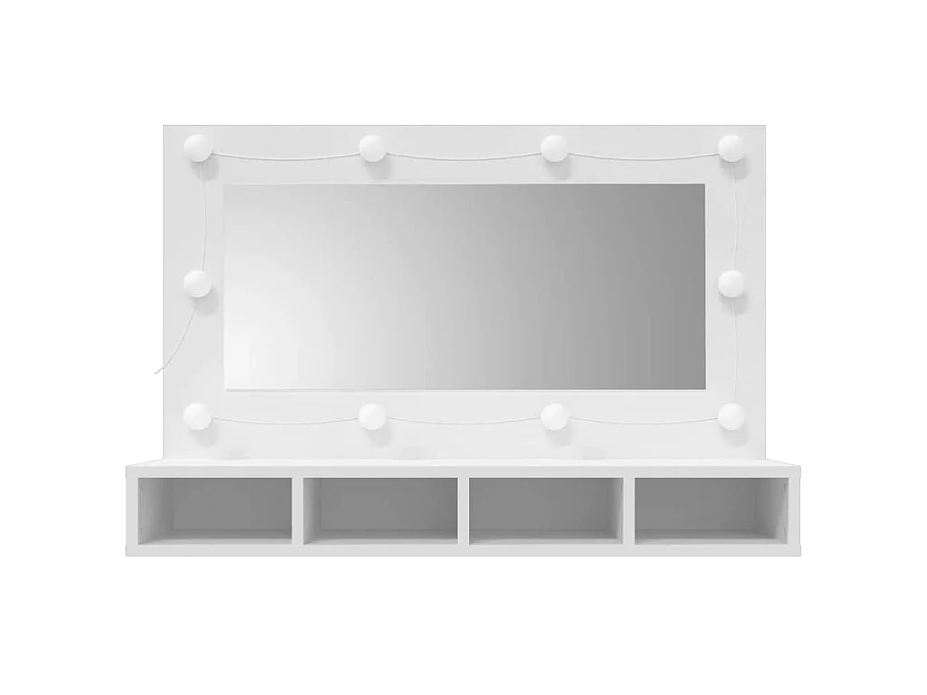 Mueble con espejo y luces LED blanco 90x31,5x62 cm