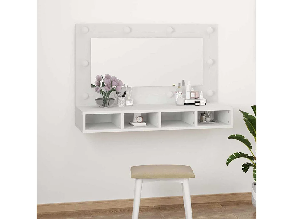Mobile a Specchio con LED Bianco 90x31,5x62 cm