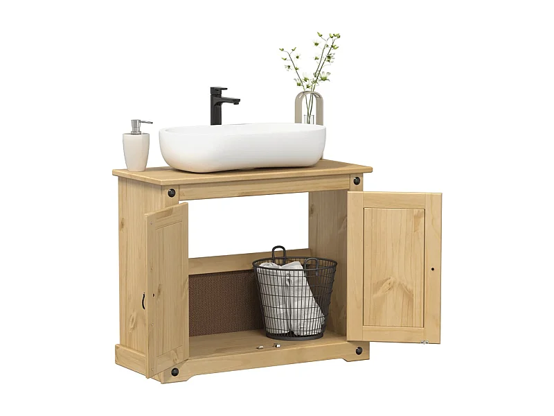 Badkamer wastafelkast Corona 73x33x60 cm massief grenenhout