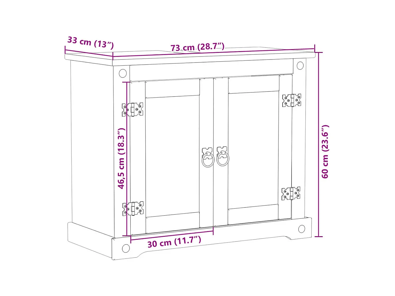 Armoire lavabo de salle de bain Corona bois de pin massif