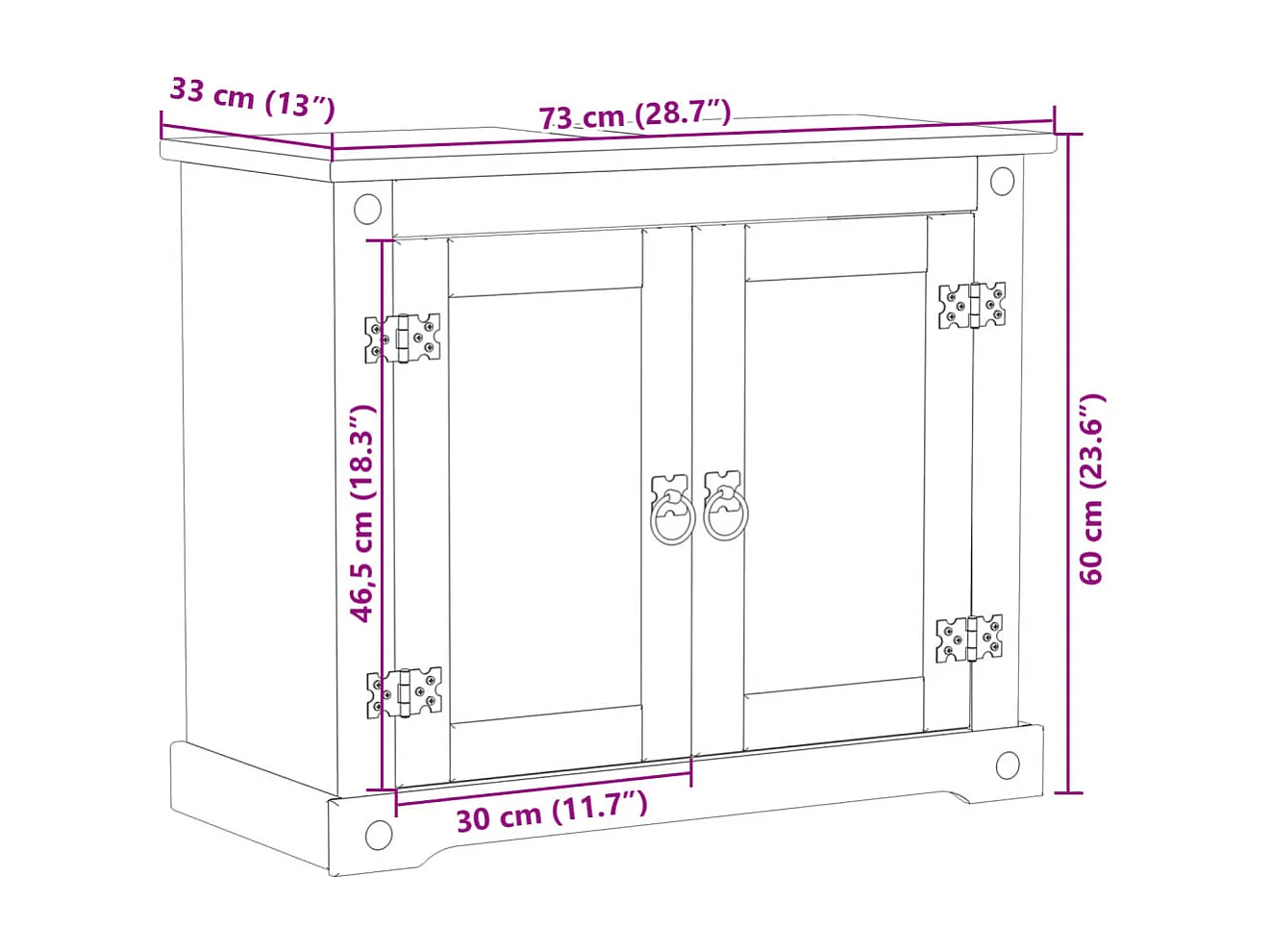 Armoire lavabo de salle de bain Corona bois de pin massif