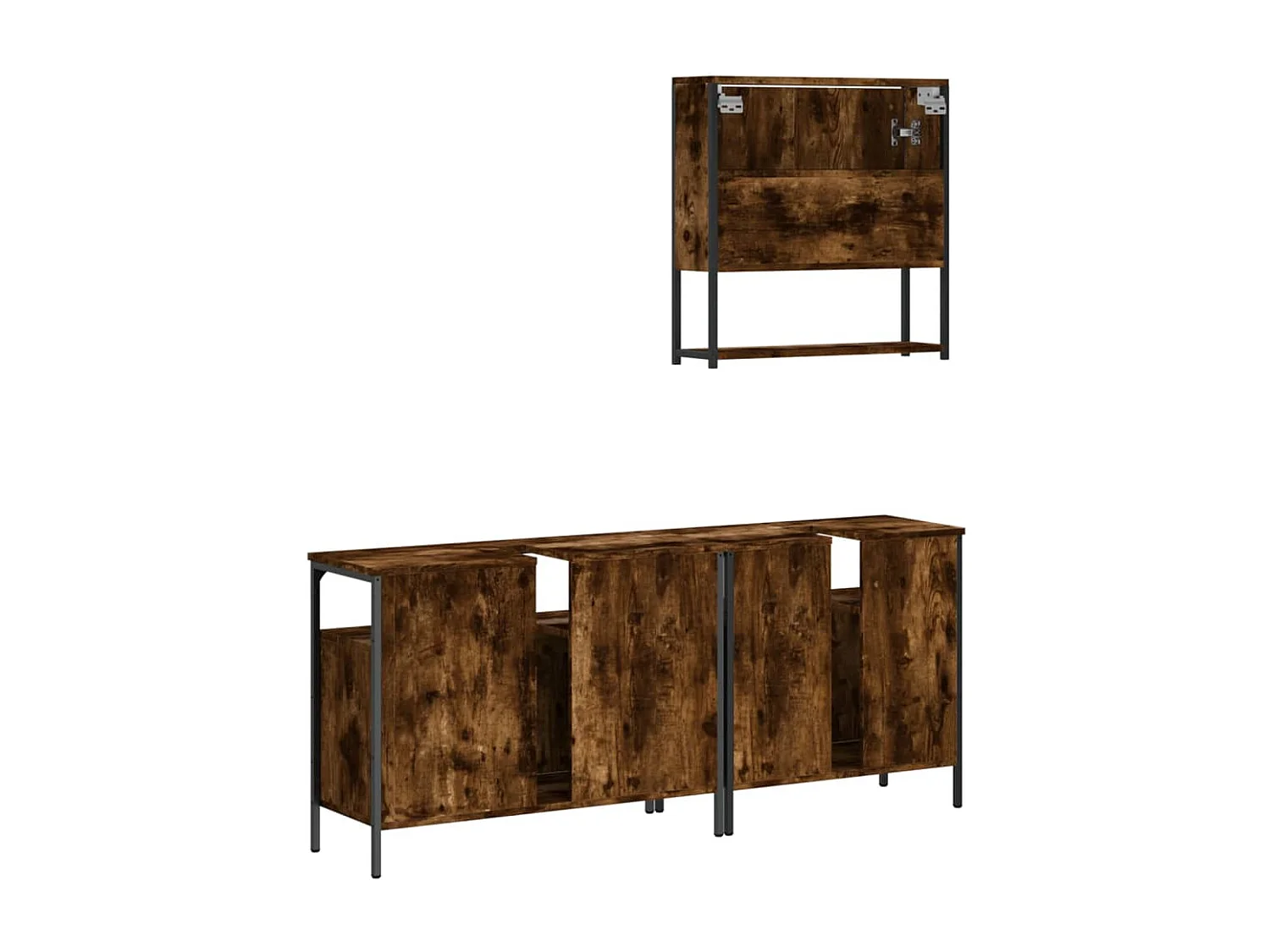 Ensemble de meubles de salle de bain 3 pcs Chêne fumé