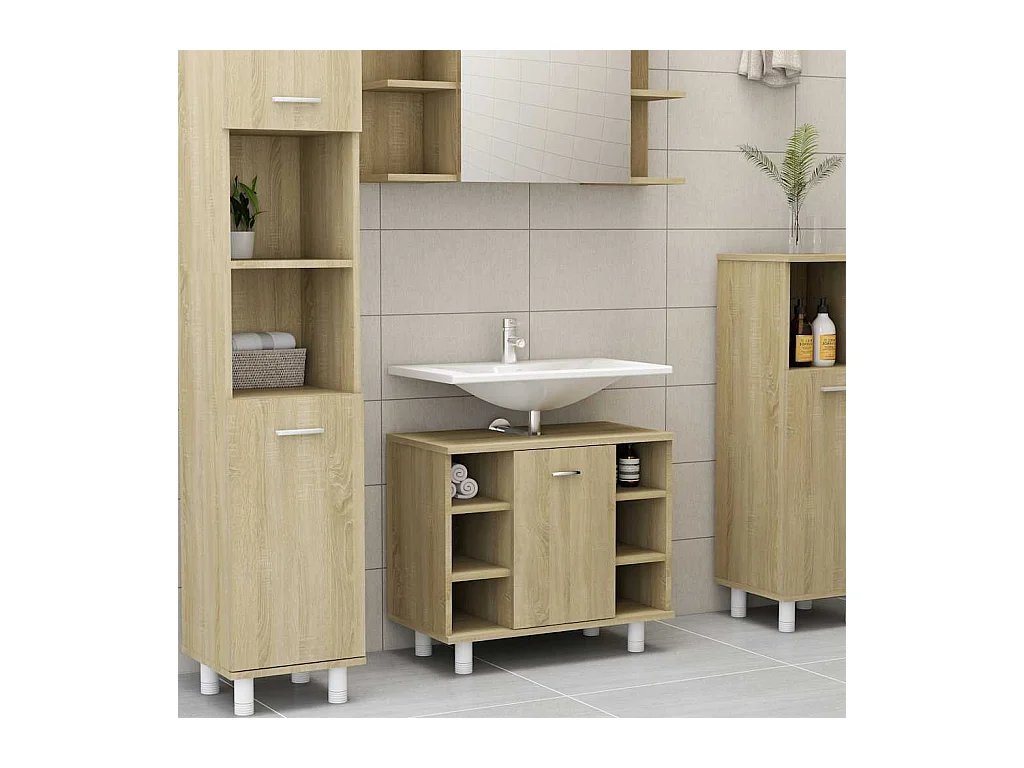 Badkamerkast 60x32x53,5 cm bewerkt hout sonoma eikenkleurig