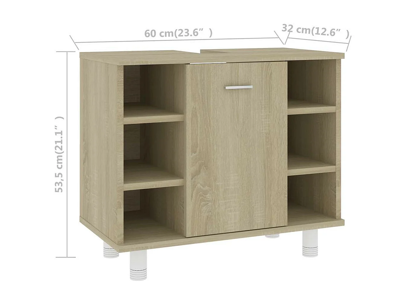 Badkamerkast 60x32x53,5 cm bewerkt hout sonoma eikenkleurig