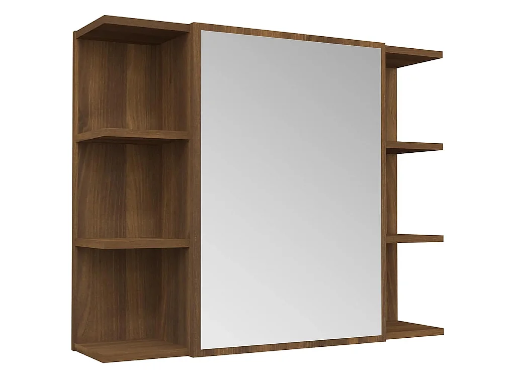 Bad-Spiegelschrank Braun Eiche-Optik 80x20,5x64cm Holzwerkstoff