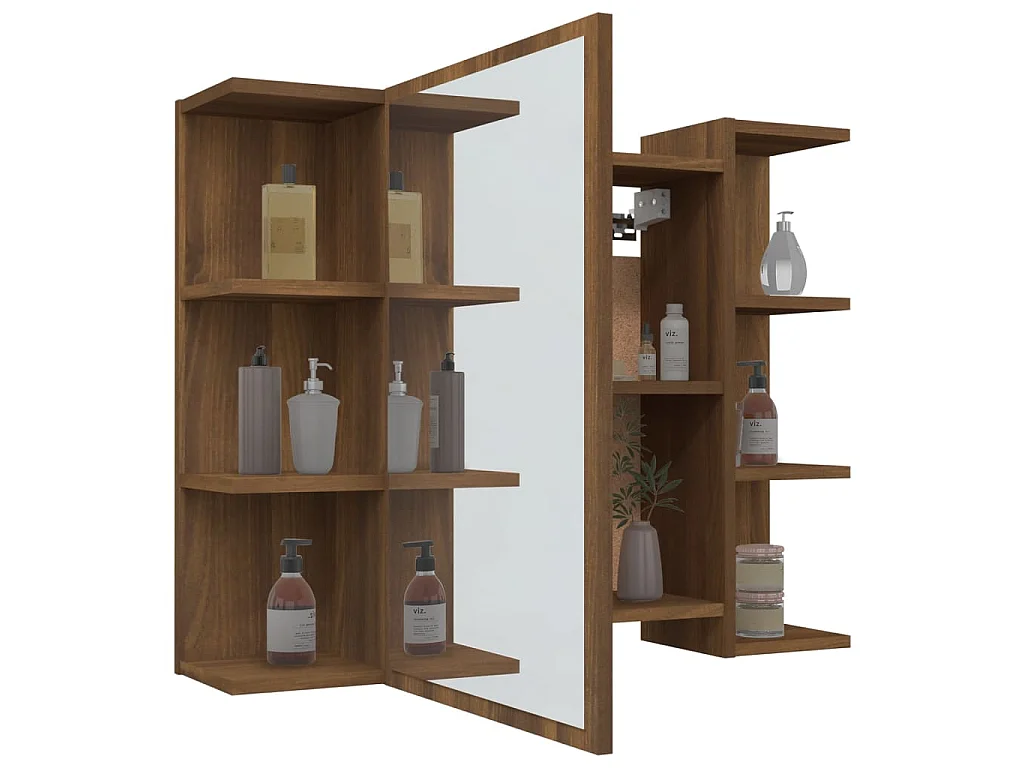 Bad-Spiegelschrank Braun Eiche-Optik 80x20,5x64cm Holzwerkstoff