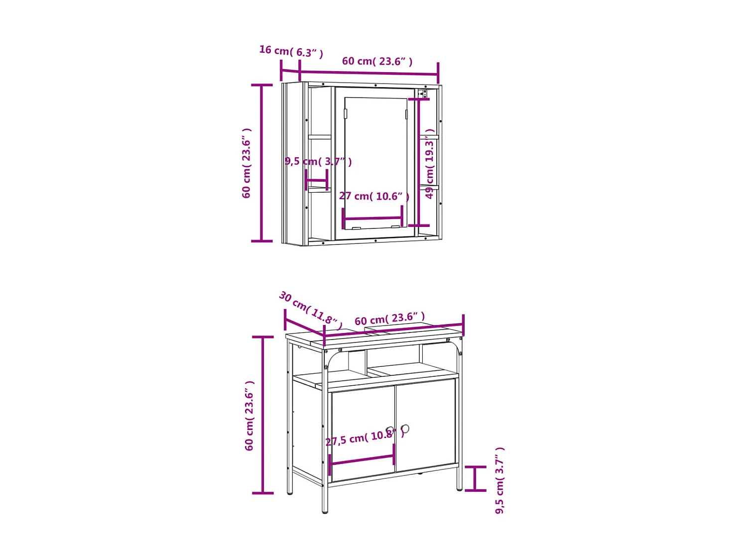 Ensemble de meubles de salle de bain 2 pcs Chêne fumé